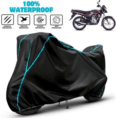 favy Waterproof Two Wheeler Cover for Bajaj(Platina 100, Black, Blue)