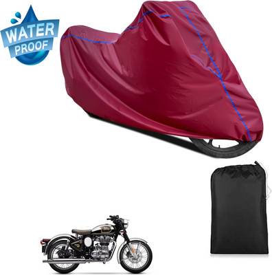 PAGORA Waterproof Two Wheeler Cover for Royal Enfield(Classic Chrome, Maroon)