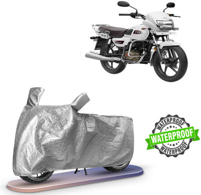 ROYAL AUTO MART Waterproof Two Wheeler Cover for TVS, Universal For Bike(Radeon, Silver)