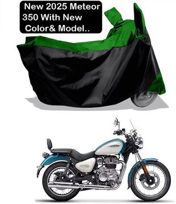 Amexride Two Wheeler Cover for Royal Enfield(Meteor 350, Green, Black)