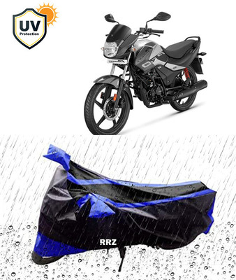 RRZ Waterproof Two Wheeler Cover for Hero(Passion Pro, Black, Blue)