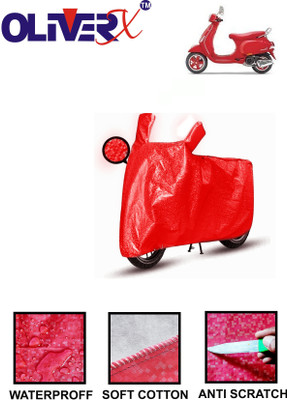 OliverX Waterproof Two Wheeler Cover for Vespa(RED 125 BS6, Red)