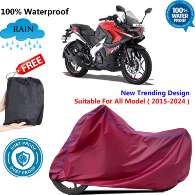 AUTOCAD Waterproof Two Wheeler Cover for Bajaj(Pulsar RS200 BS6, Maroon)
