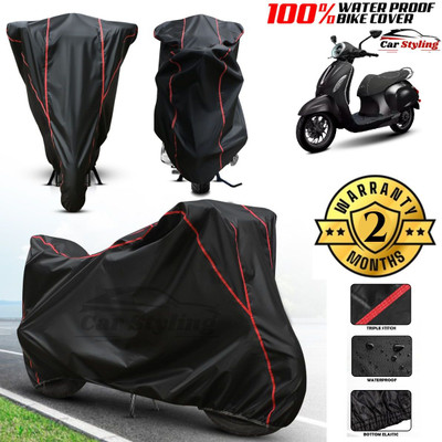 Car Styling Waterproof Two Wheeler Cover for Bajaj(Chetak, Black, Red)