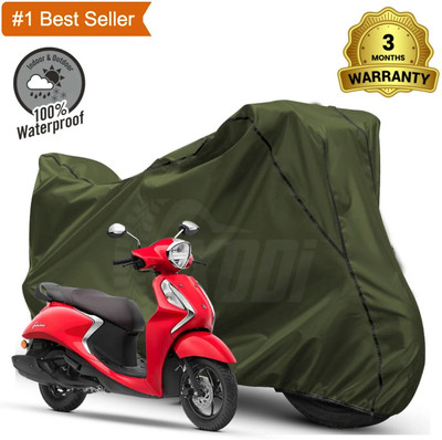 xodi Waterproof Two Wheeler Cover for Yamaha(Fascino 125 BS6, Green, Black)