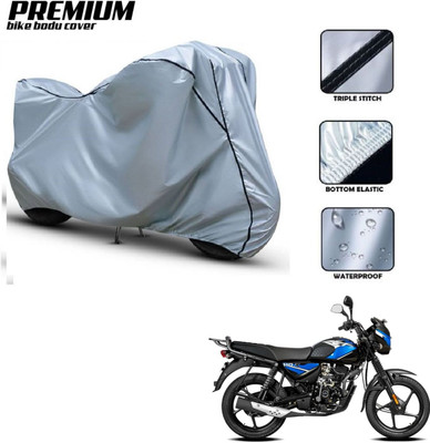 Car Life Waterproof Two Wheeler Cover for Bajaj(CT110, Silver, Black)