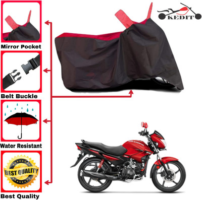 KEDIT Two Wheeler Cover for Hero(Glamour i3s, Red, Black)