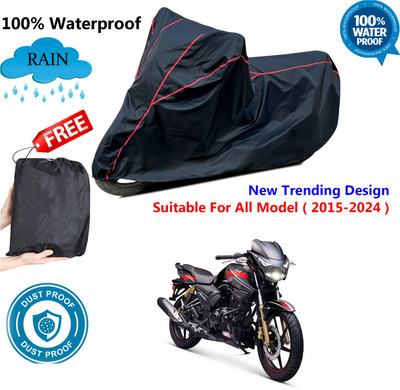 AUTOCAD Waterproof Two Wheeler Cover for TVS(Apache, Black, Red)