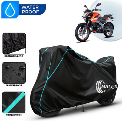 MATT_X Waterproof Two Wheeler Cover for Bajaj(Pulsar 125, Black, Blue)