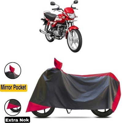 RAAMKM Two Wheeler Cover for Hero(HF Deluxe i3s, Grey, Red)