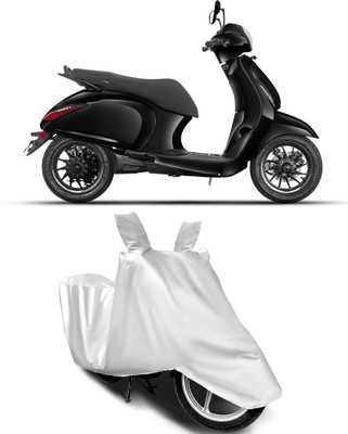 Auto World Waterproof Two Wheeler Cover for Bajaj(Chetak, Silver)