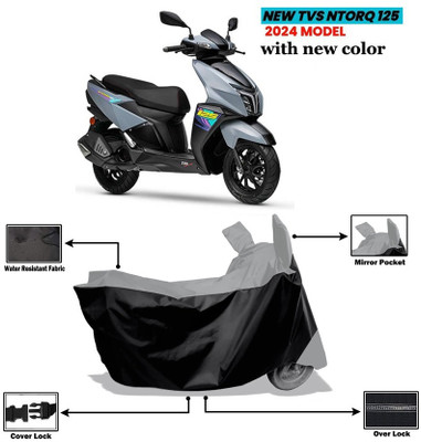 Amexride Two Wheeler Cover for TVS(Ntorq 125, Grey, Black)