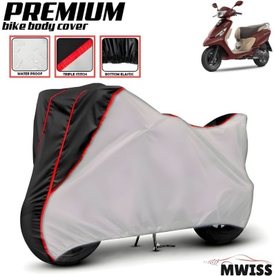 Mwiss Waterproof Two Wheeler Cover for TVS(Scooty Zest 110, Silver, Black)