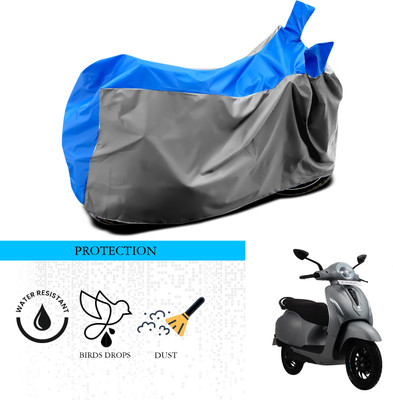 GOSHIV-car and bike accessories Waterproof Two Wheeler Cover for Bajaj(Chetak, Grey, Blue)
