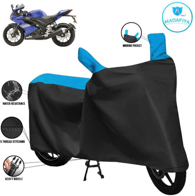 MADAFIYA Waterproof Two Wheeler Cover for Yamaha(R15S, Black, Blue)