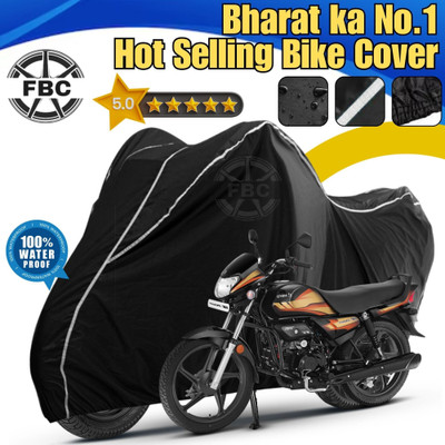 FBC Waterproof Two Wheeler Cover for Hero(HF Deluxe, Black, White)