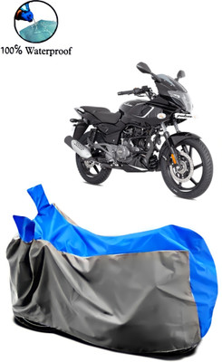 Autofly Waterproof Two Wheeler Cover for Bajaj(Pulsar 180F, Grey, Blue)