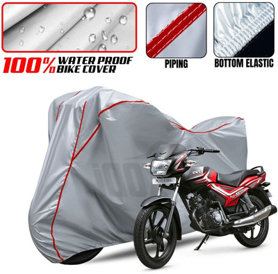 xodi Waterproof Two Wheeler Cover for TVS(Star City BS6, Silver, Red)