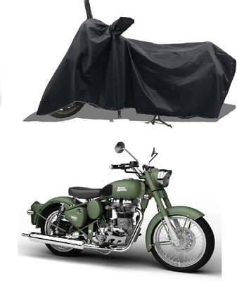 NIRUJI TRADERS Waterproof Two Wheeler Cover for Royal Enfield(Battle Green, Black)