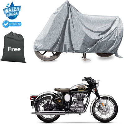 PAGORA Waterproof Two Wheeler Cover for Royal Enfield(Classic Chrome, Silver)