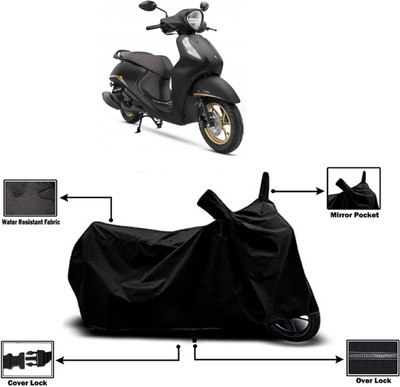Amexride Two Wheeler Cover for Yamaha(Fascino 125 FI, Black)
