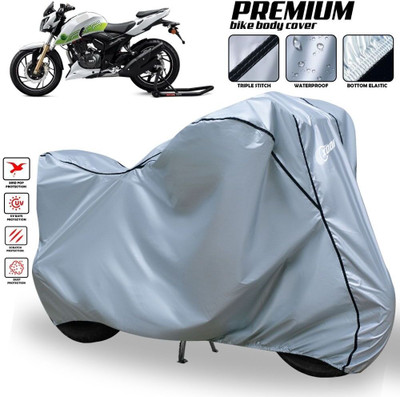 SThanaveX Waterproof Two Wheeler Cover for TVS(Apache RTR 200 4V, Silver, Black)