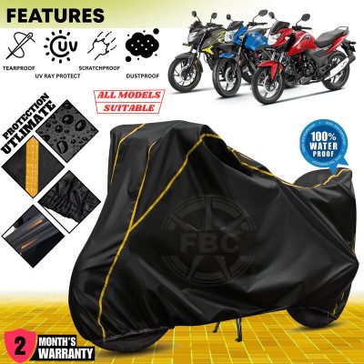 OliverX Waterproof Two Wheeler Cover for Honda(CB Unicorn, Black, Yellow)