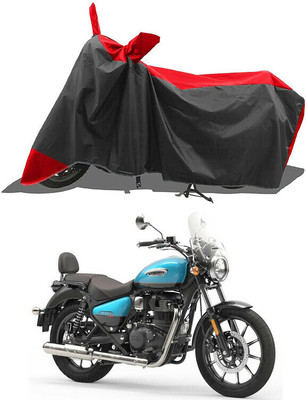 SK AUTO Waterproof Two Wheeler Cover for Royal Enfield(Meteor 350, Black, Red)