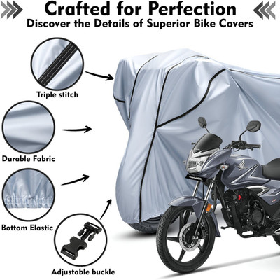 Shiv Kanha Waterproof Two Wheeler Cover for Honda(Shine, Silver, Black)