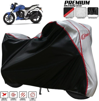 xodi Waterproof Two Wheeler Cover for TVS(Apache RTR 160, Silver, Black)