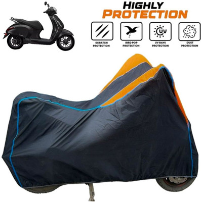 ZAQE Two Wheeler Cover for Bajaj(New Chetak, Black, Orange, Blue)