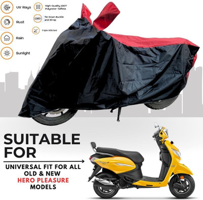 MADAFIYA Two Wheeler Cover for Hero(Pleasure Plus, Black, Red)