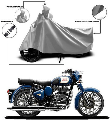 ANTHUB Waterproof Two Wheeler Cover for Royal Enfield(Bullet 350, Silver)