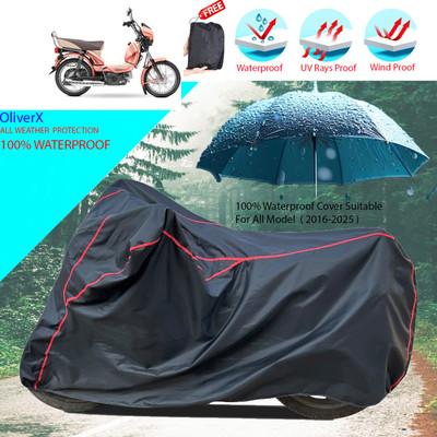 OliverX Waterproof Two Wheeler Cover for TVS(XL 100 Heavy Duty, Black)