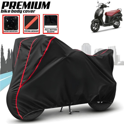 Mwiss Waterproof Two Wheeler Cover for Suzuki(Access 125, Black, Red)