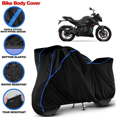 Grizzly Waterproof Two Wheeler Cover for Bajaj(Pulsar 250, Black, Blue)