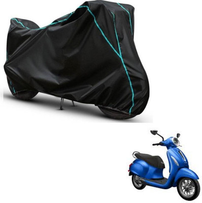 Car Life Two Wheeler Cover for Bajaj(Chetak, Black, Blue)