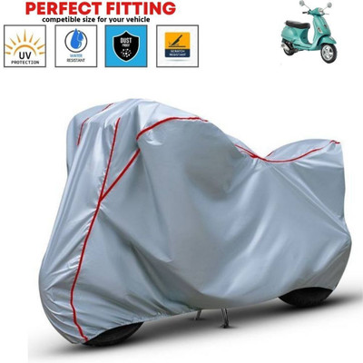 Auto Udaan Waterproof Two Wheeler Cover for Universal For Bike(Vespa, Silver, Red)
