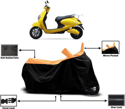 Amexride Two Wheeler Cover for Techo Electra(Emerge BS6, Orange)