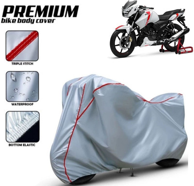 Shiv Kanha Waterproof Two Wheeler Cover for TVS(Apache RTR 160, Silver, Red)