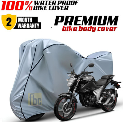 FBC Waterproof Two Wheeler Cover for Suzuki(Gixxer, Silver, Black)
