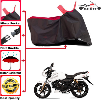 KEDIT Two Wheeler Cover for TVS(Apache RTR 160, Red, Black)