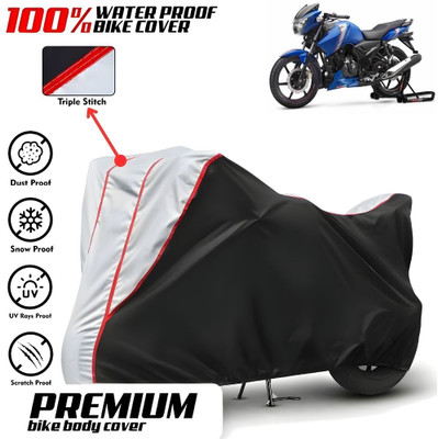 Mwiss Waterproof Two Wheeler Cover for TVS(Apache RTR 180, Black, Silver)