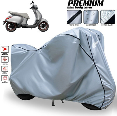 xodi Waterproof Two Wheeler Cover for Bajaj(Urbanite Chetak BS6, Silver, Black)