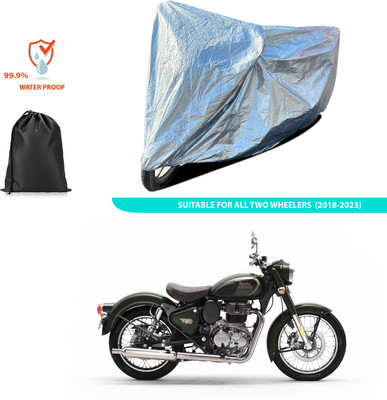 CODOKI Waterproof Two Wheeler Cover for Royal Enfield(Standard 350, Silver)