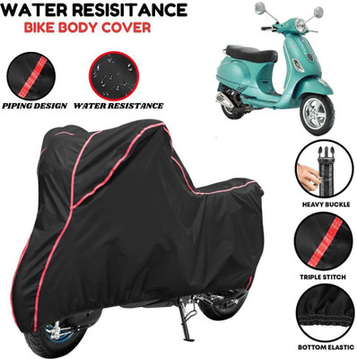 VOICO Waterproof Two Wheeler Cover for Vespa(Vespa, Black, Red)