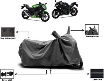 Amexride Two Wheeler Cover for Kawasaki(Ninja 300 BS6, Grey)
