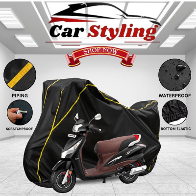 Car Styling Waterproof Two Wheeler Cover for Hero(Destini 125, Black, Yellow)