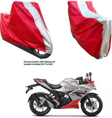 AutoGalaxy Waterproof Two Wheeler Cover for Suzuki(Gixxer SF 150, Silver, Red)