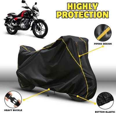 OliverX Waterproof Two Wheeler Cover for Bajaj(V15, Black, Yellow)